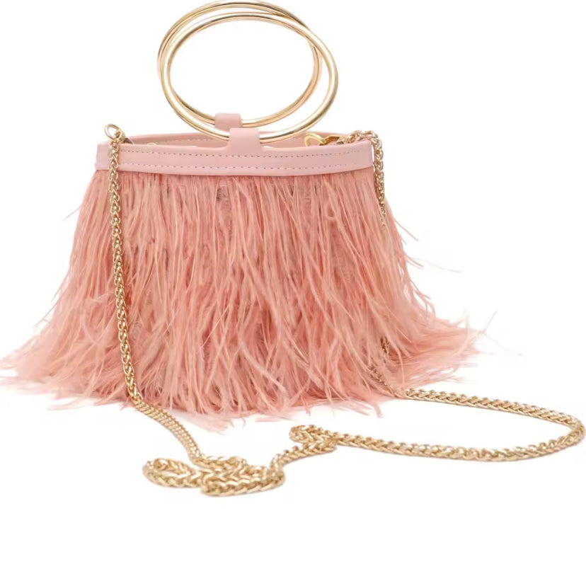 Bolsa Clutch Plumas Laila Musk