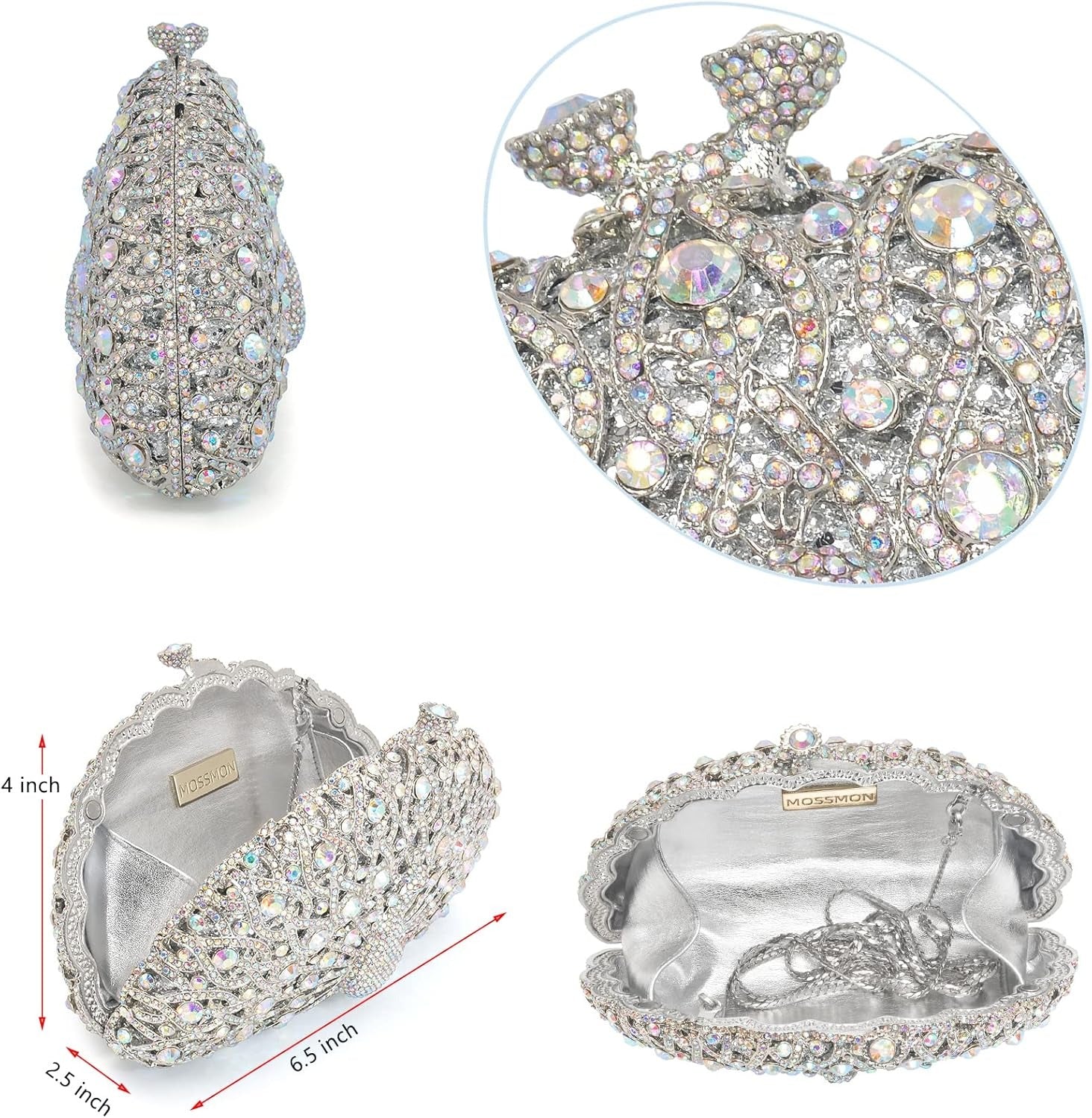 Clutch Prata Cristal Pavone Mossmon