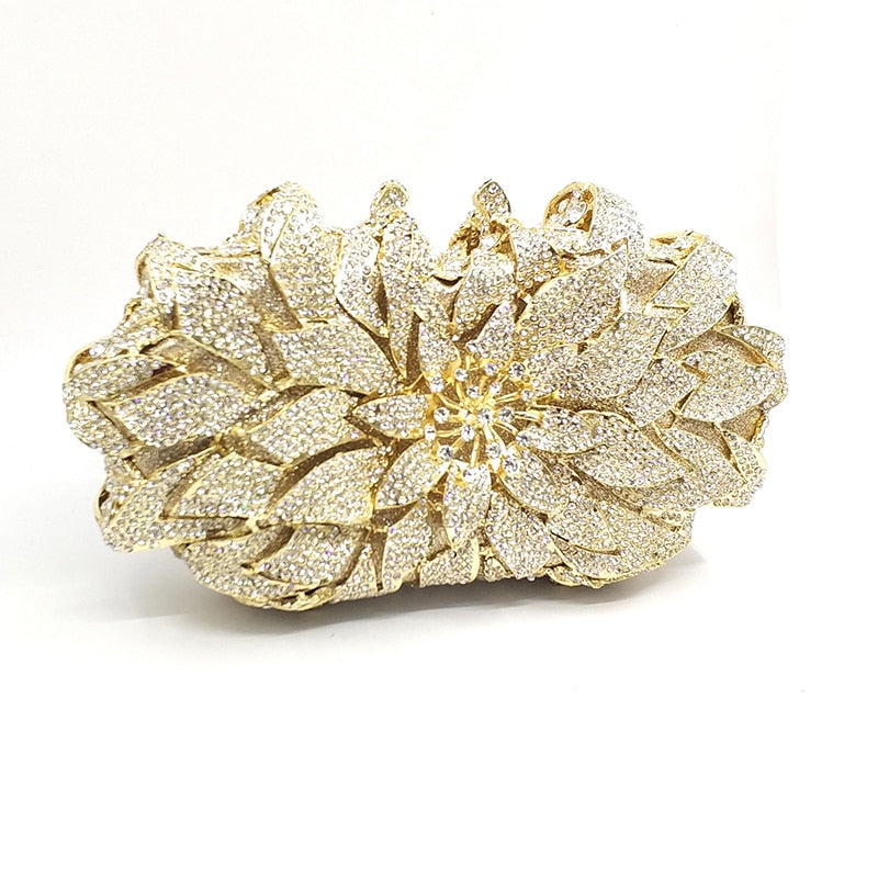 Clutch Metal Floral Cristal