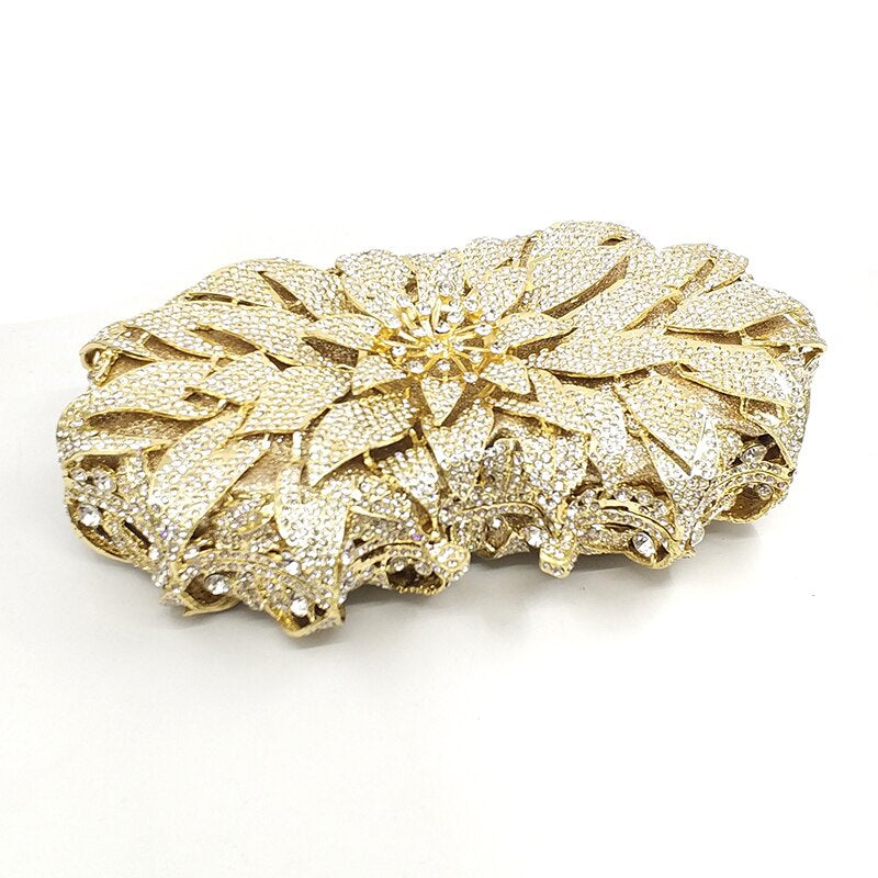 Clutch Metal Floral Cristal