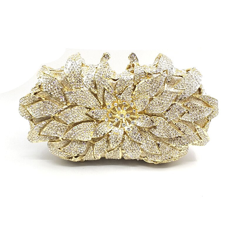 Clutch Metal Floral Cristal