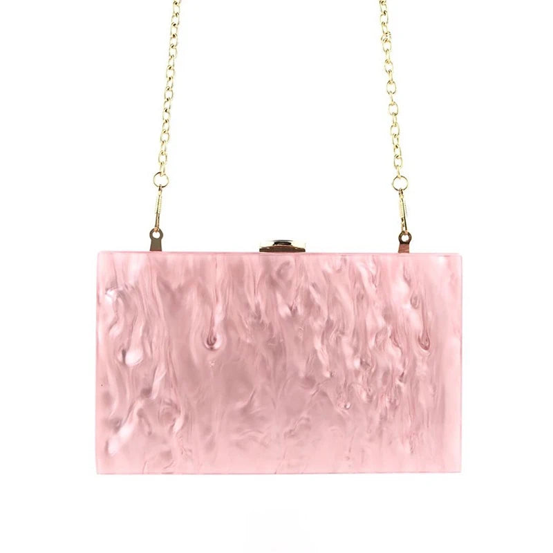 Novo design acrílico sacos de noite pure pink embreagem bolsa festa de casamento bolsas luxo corrente ombro crossbody bolsa feminina carteira