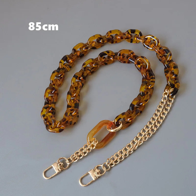 Embreagem de corrente de resina acrílica para mulheres, acessórios para bolsa, alça de ombro fofa, âmbar, luxo, nova moda