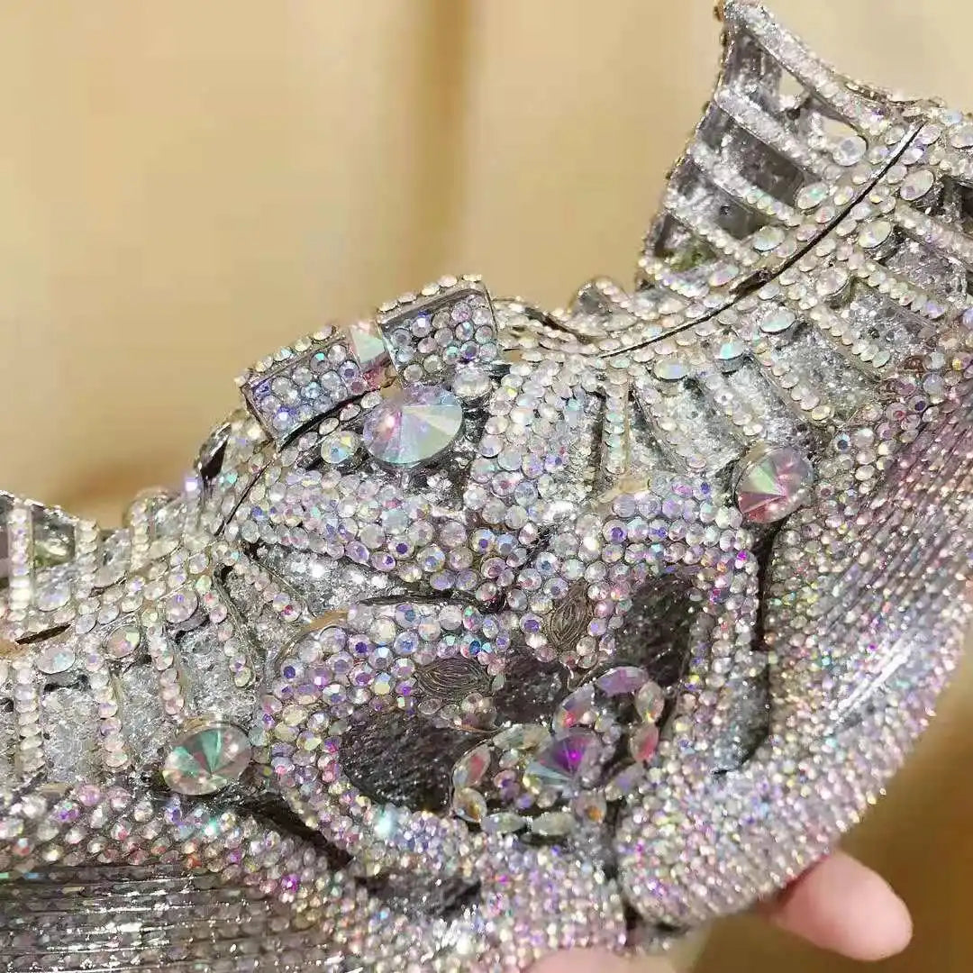 Bolsa feminina de embreagem prateada lantejoulas, bolsa nupcial, festa de casamento, embreagens metálicas, bolsa azul, lantejoulas, diamante, Minaudiere, noite