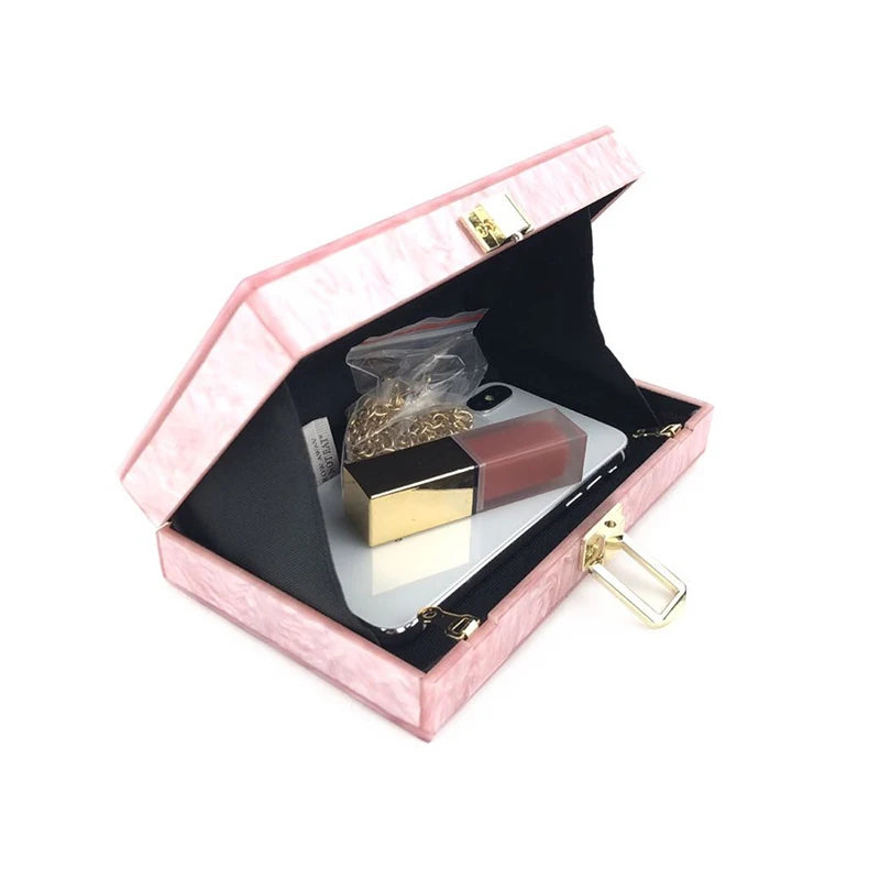 Novo design acrílico sacos de noite pure pink embreagem bolsa festa de casamento bolsas luxo corrente ombro crossbody bolsa feminina carteira