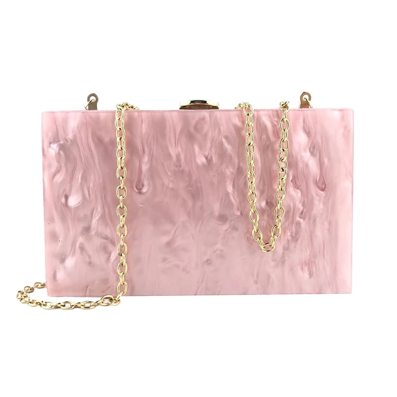 Novo design acrílico sacos de noite pure pink embreagem bolsa festa de casamento bolsas luxo corrente ombro crossbody bolsa feminina carteira