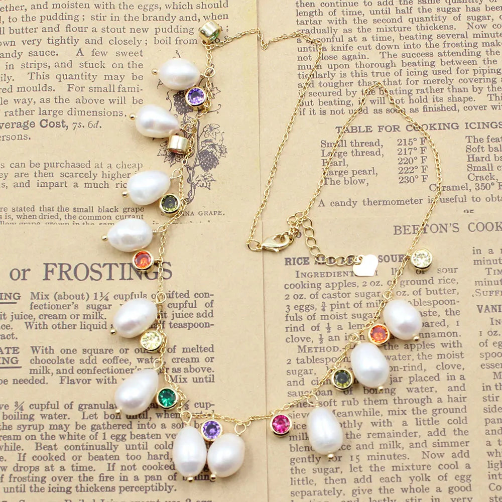 Colar em Ouro 18k com Pérolas Barrocas e Zircônias Color