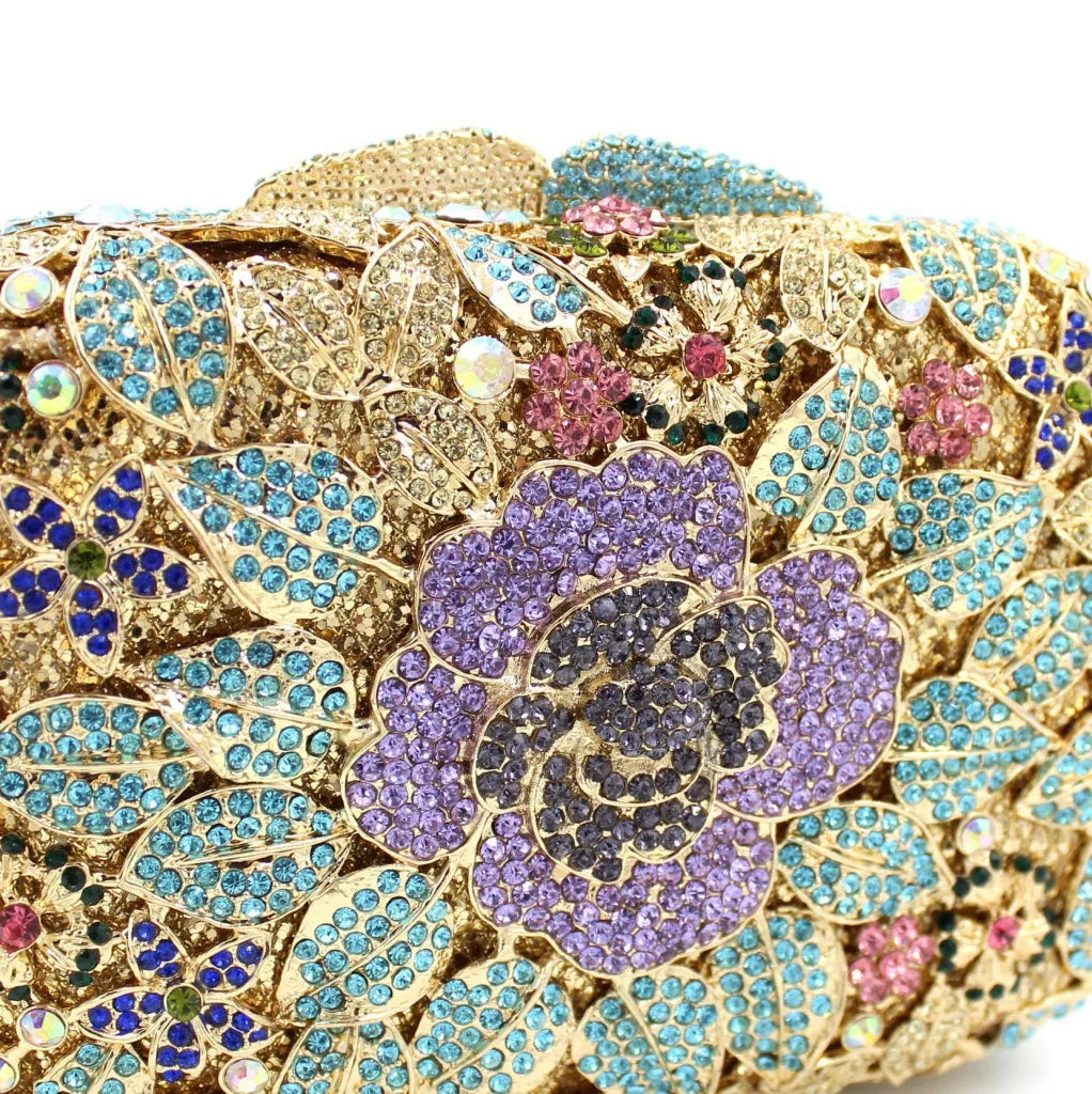 Sacos de flores cristal embreagem noite bolsa whtuoheng feminino diamante strass bolsas formal festa casamento roxo/azul/dourado sacos