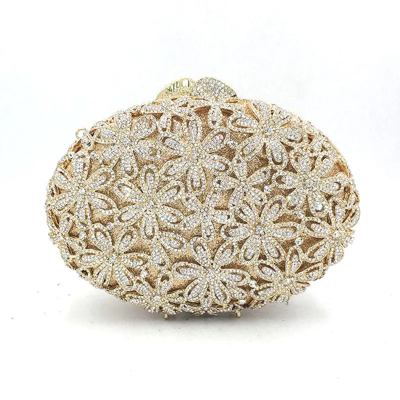 Clutch Metal Cristal Flor Colorida