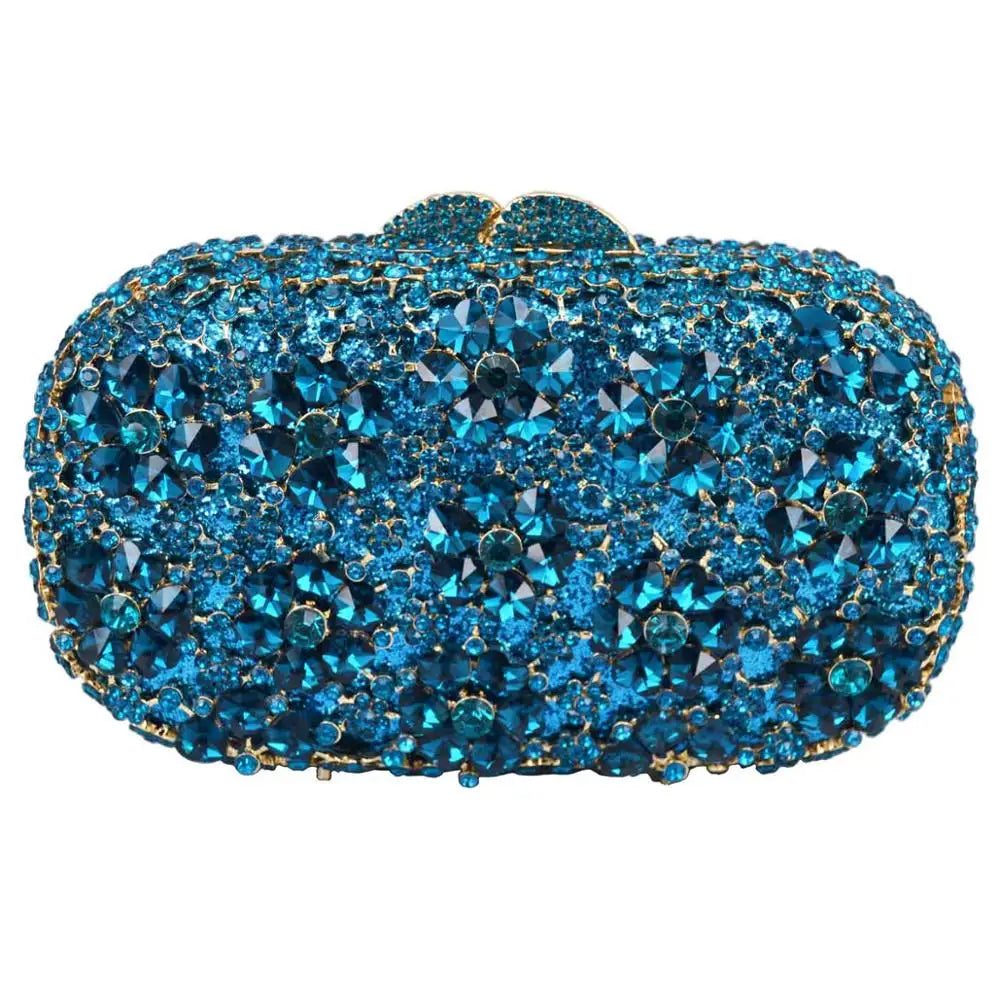 Khannet-sc781 saco de noite feminino, saco de noite luxuoso com padrão floral e strass esmeralda