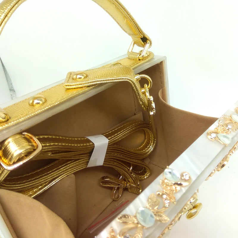 Bolsa de ombro feminina delicada de flor, bolsa de mão luxuosa de acrílico com bolsas transversais da moda, para mulheres