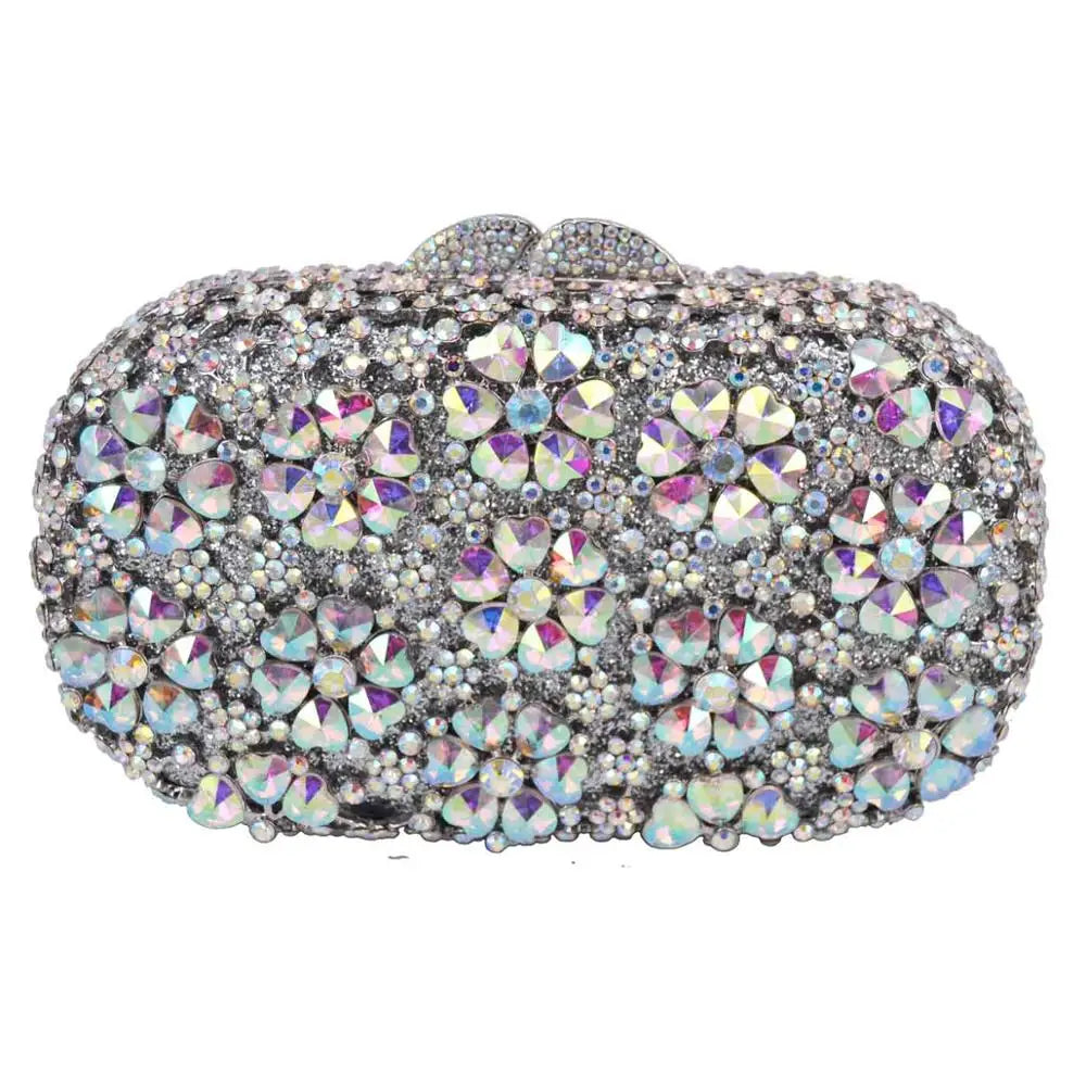 Khannet-sc781 saco de noite feminino, saco de noite luxuoso com padrão floral e strass esmeralda