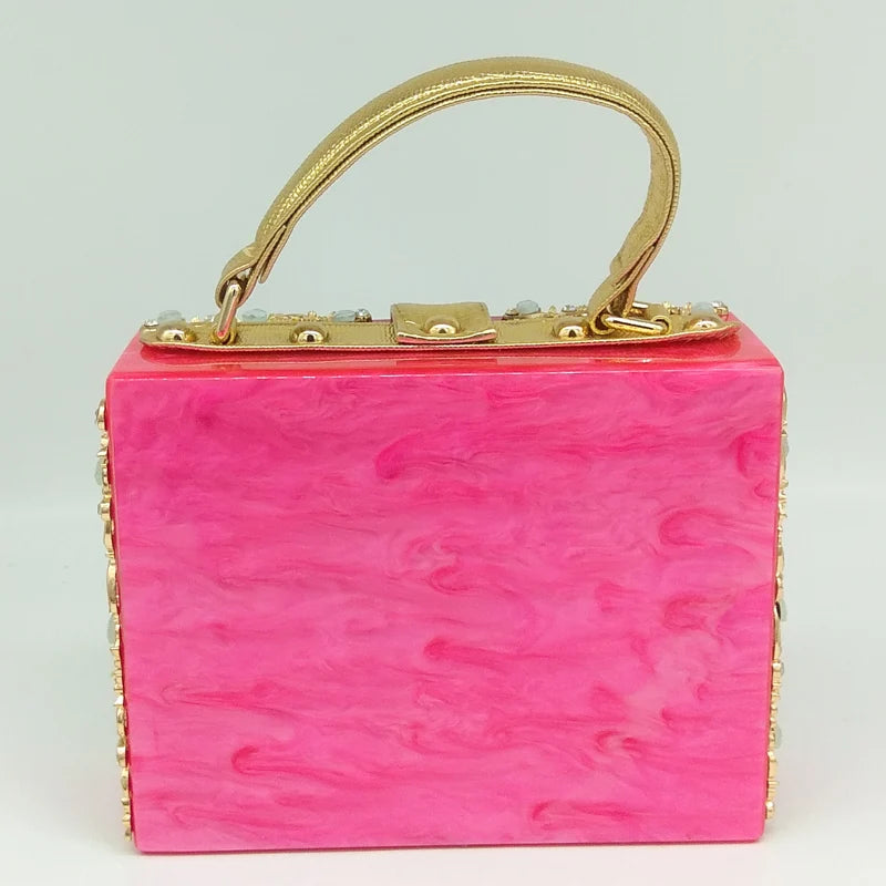 Bolsa de ombro feminina delicada de flor, bolsa de mão luxuosa de acrílico com bolsas transversais da moda, para mulheres