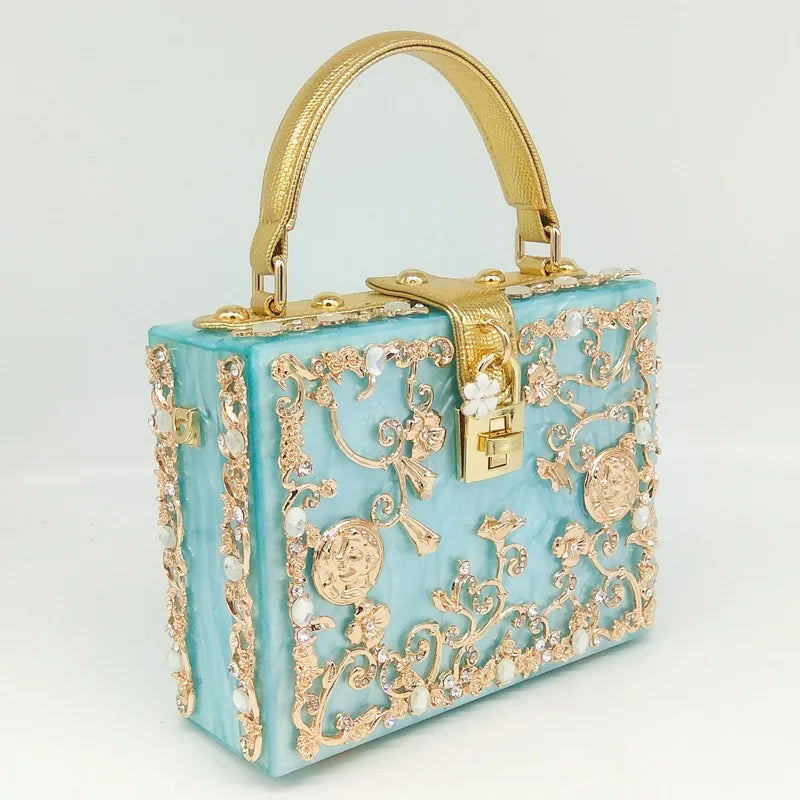 Bolsa de ombro feminina delicada de flor, bolsa de mão luxuosa de acrílico com bolsas transversais da moda, para mulheres