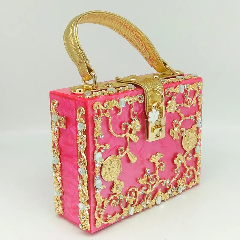 Bolsa de ombro feminina delicada de flor, bolsa de mão luxuosa de acrílico com bolsas transversais da moda, para mulheres