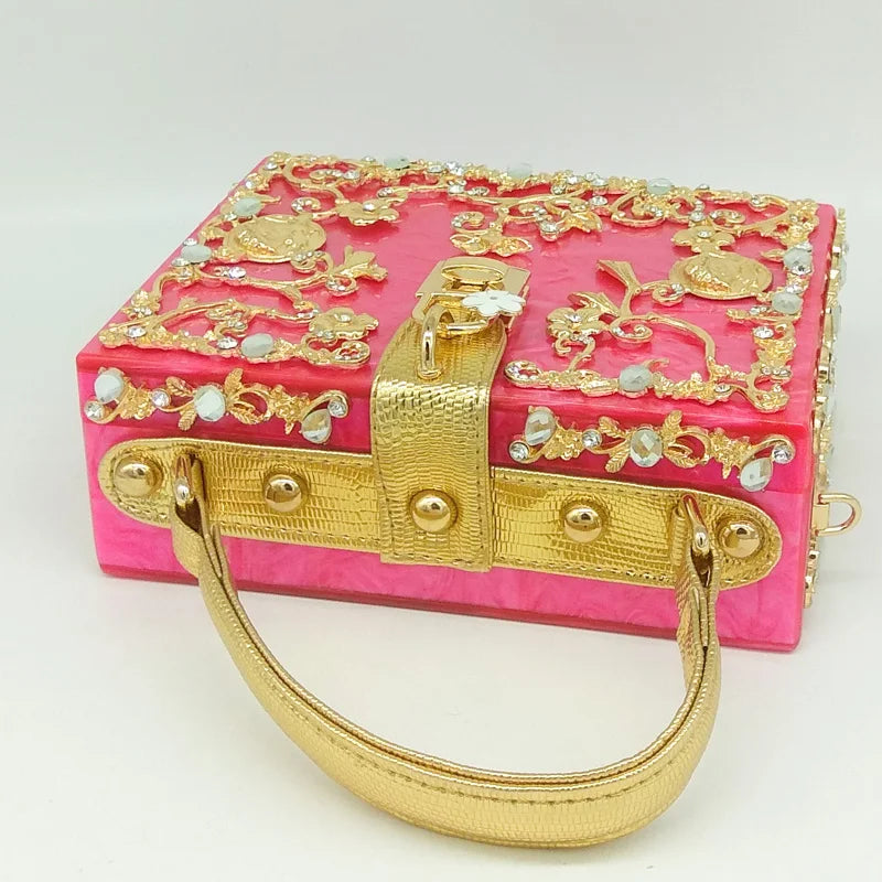 Bolsa de ombro feminina delicada de flor, bolsa de mão luxuosa de acrílico com bolsas transversais da moda, para mulheres