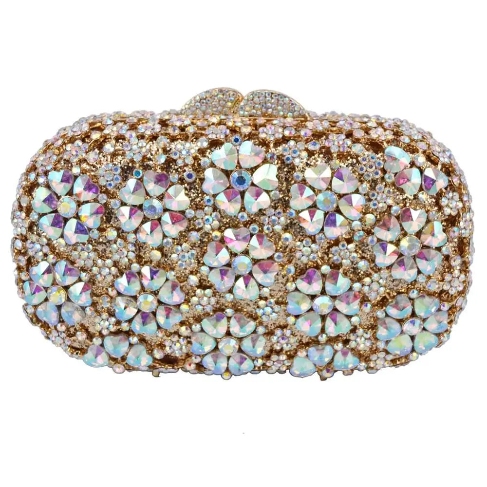 Khannet-sc781 saco de noite feminino, saco de noite luxuoso com padrão floral e strass esmeralda