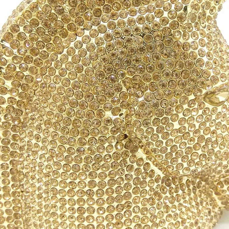 Boutique de fgg cabeça de cavalo dourado feminino cristal noite bolsa e bolsa festa casamento minaudiere animal strass saco embreagem