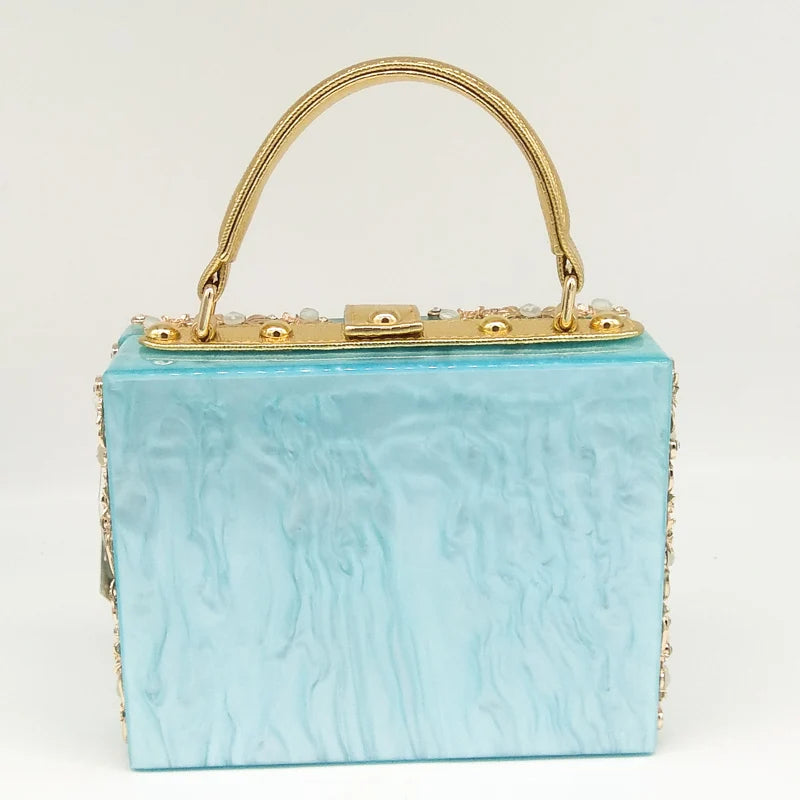 Bolsa de ombro feminina delicada de flor, bolsa de mão luxuosa de acrílico com bolsas transversais da moda, para mulheres