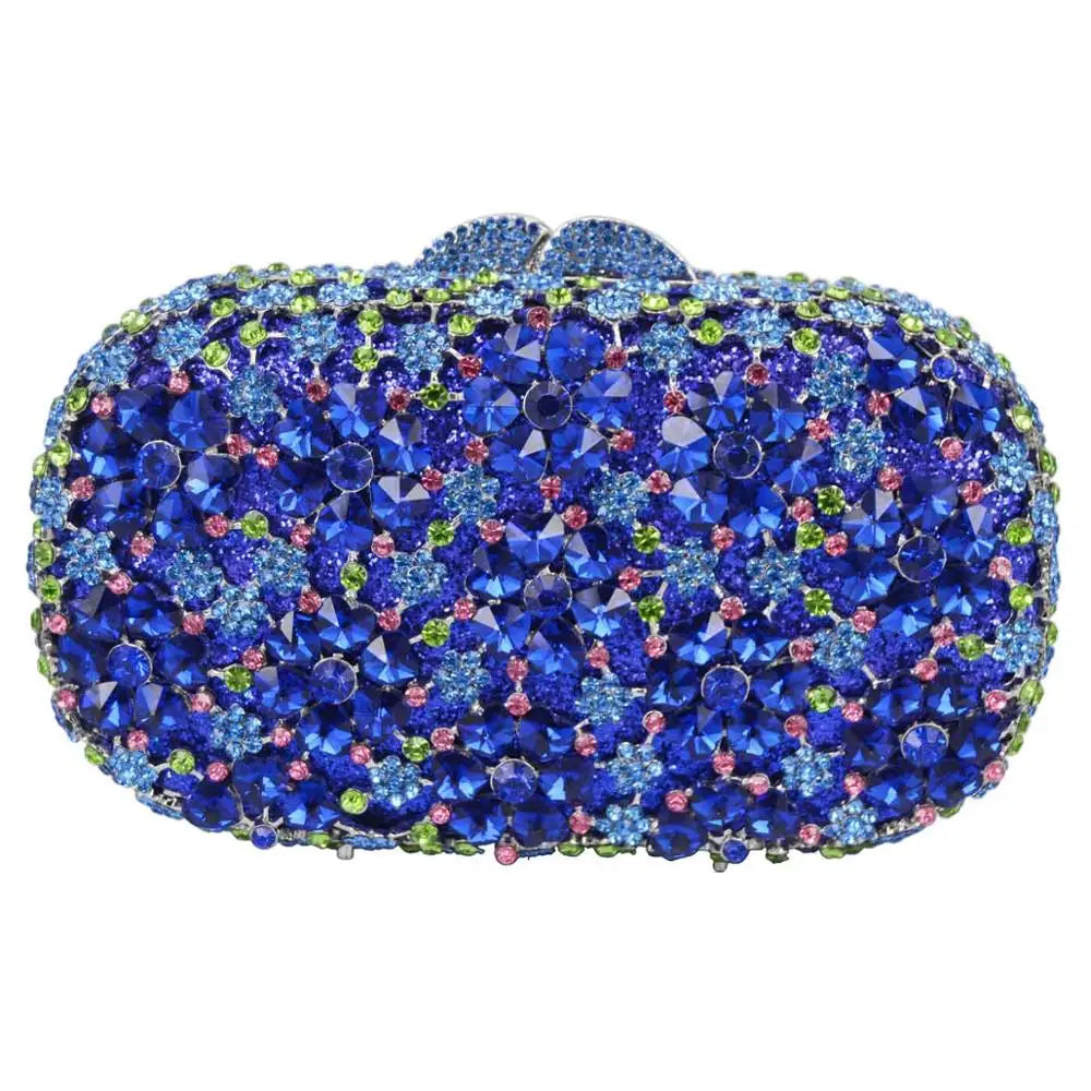 Khannet-sc781 saco de noite feminino, saco de noite luxuoso com padrão floral e strass esmeralda