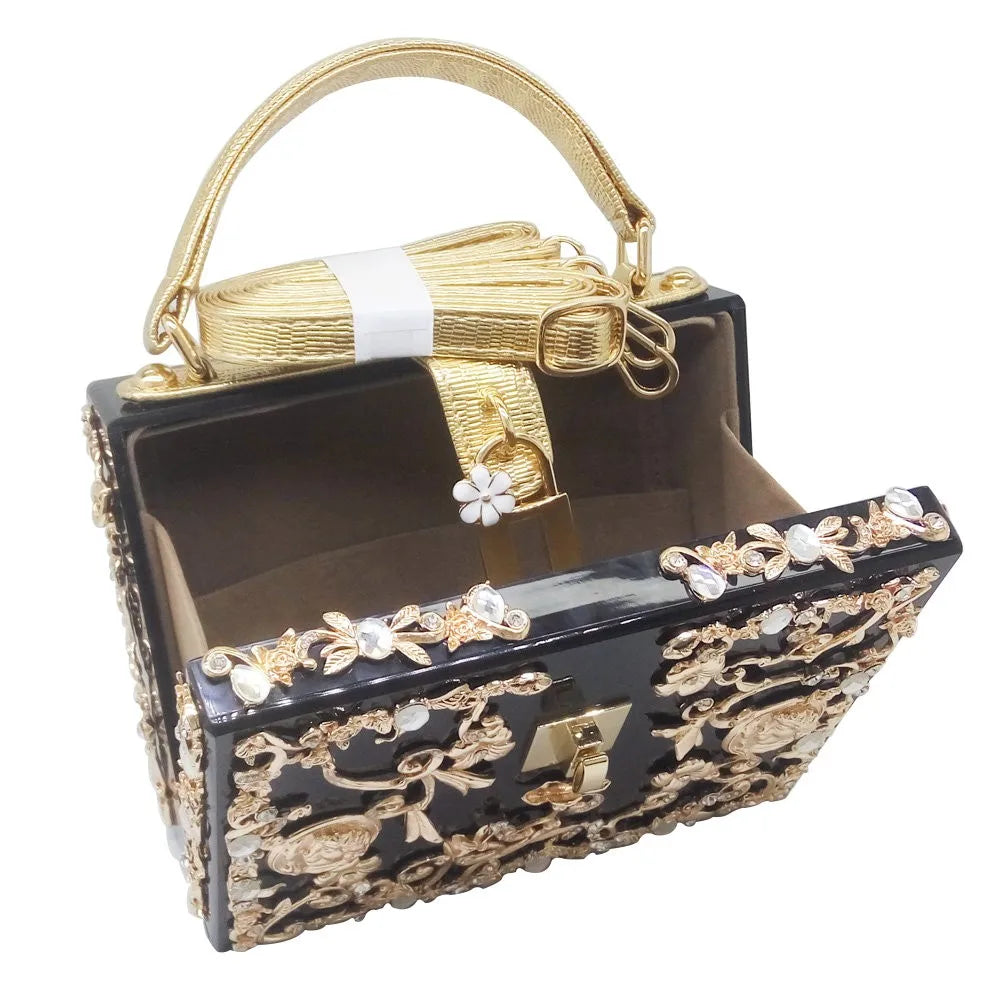 Bolsa de ombro feminina delicada de flor, bolsa de mão luxuosa de acrílico com bolsas transversais da moda, para mulheres