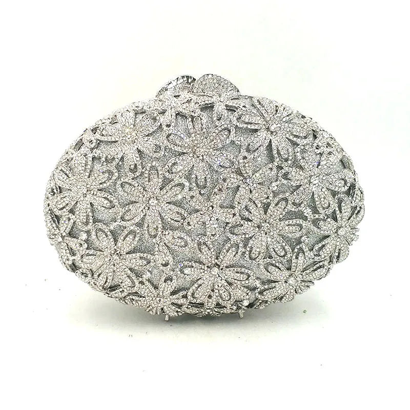 Clutch Metal Cristal Flor Colorida