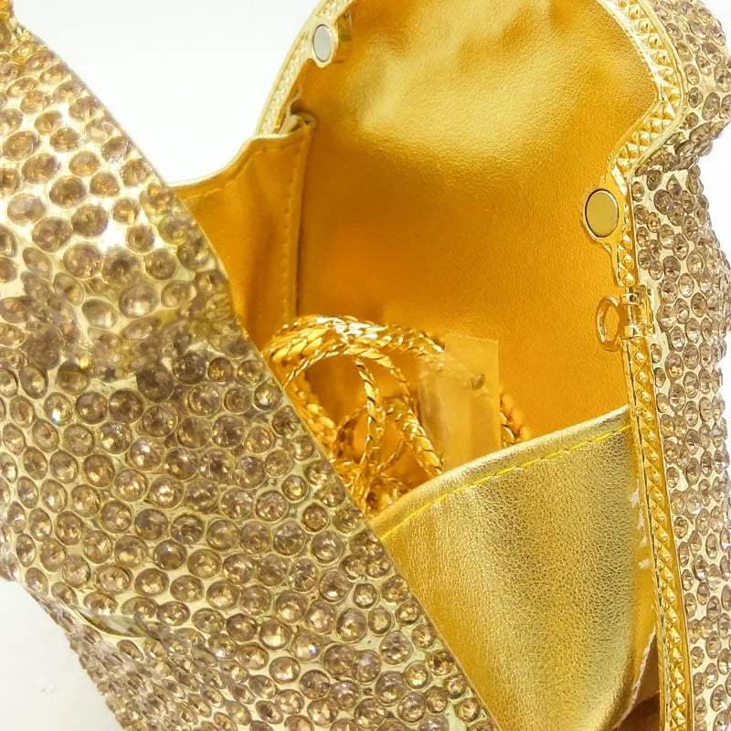 Boutique de fgg cabeça de cavalo dourado feminino cristal noite bolsa e bolsa festa casamento minaudiere animal strass saco embreagem