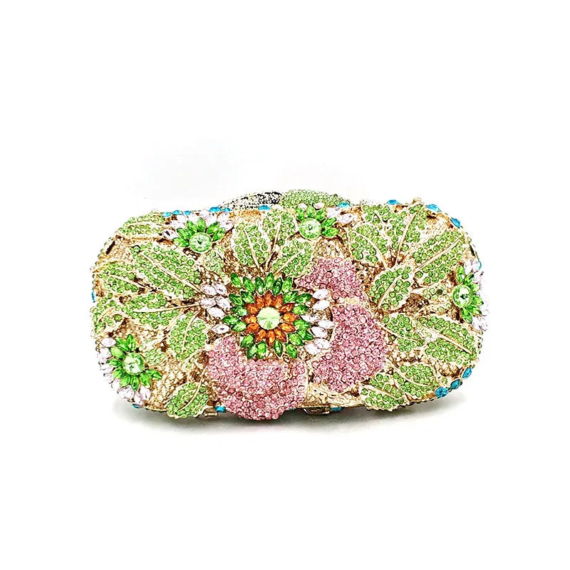 Clutch Metal Cristal Rose Belle