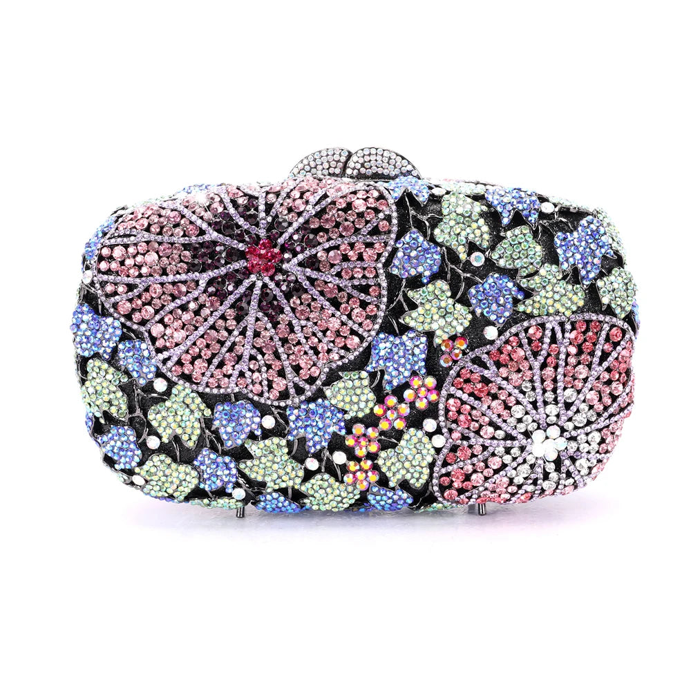 Xiyuan deslumbrante feminino verde/rosa cristal bolsa de embreagem sacos de noite nupcial festa de casamento diamante metal garras bolsa e bolsa