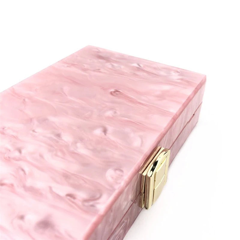 Novo design acrílico sacos de noite pure pink embreagem bolsa festa de casamento bolsas luxo corrente ombro crossbody bolsa feminina carteira