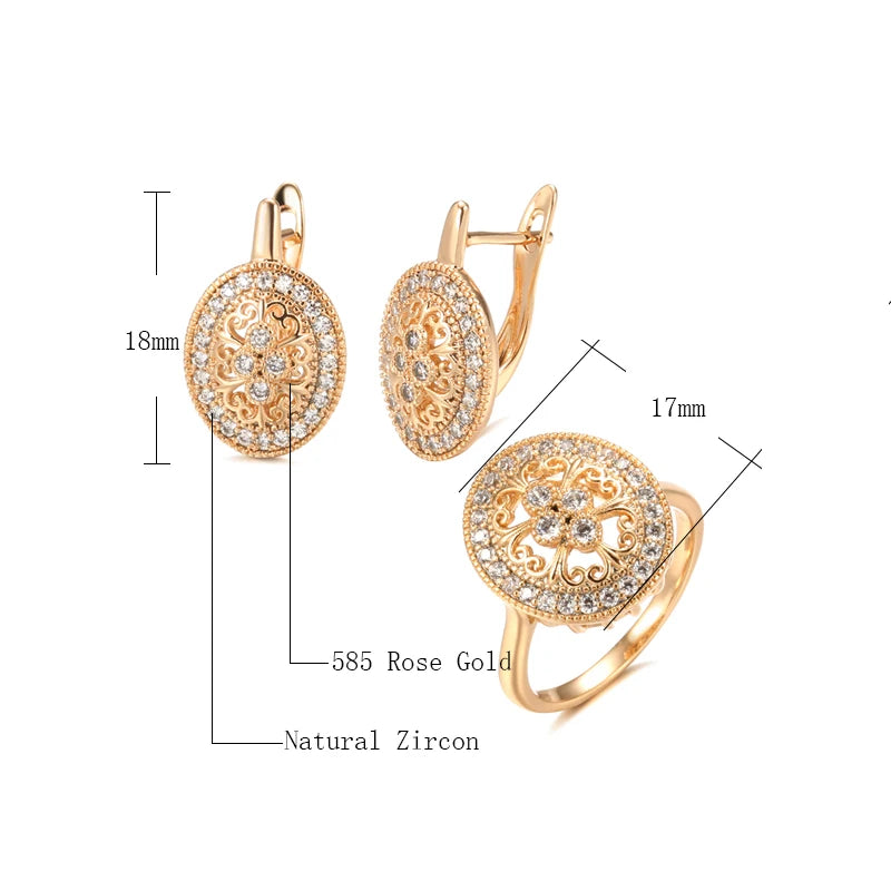 Brincos Vintage Ouro Rosa com Zircônia