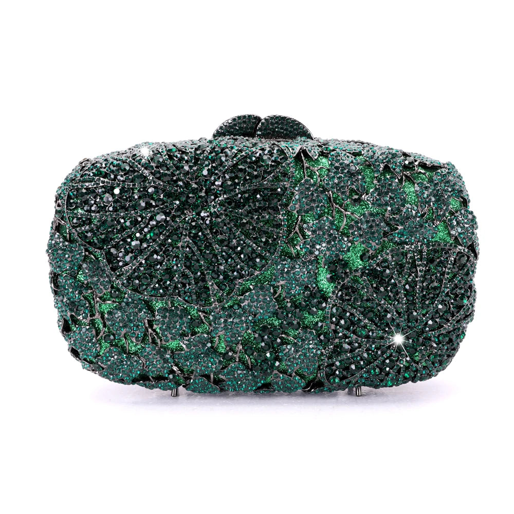 Xiyuan deslumbrante feminino verde/rosa cristal bolsa de embreagem sacos de noite nupcial festa de casamento diamante metal garras bolsa e bolsa