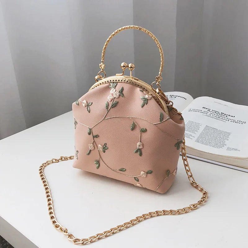 Vintage bordado rendas flores concha bloqueio bolsas para mulheres saco de casamento pequena corrente feminina ombro crossbody saco franja sacos