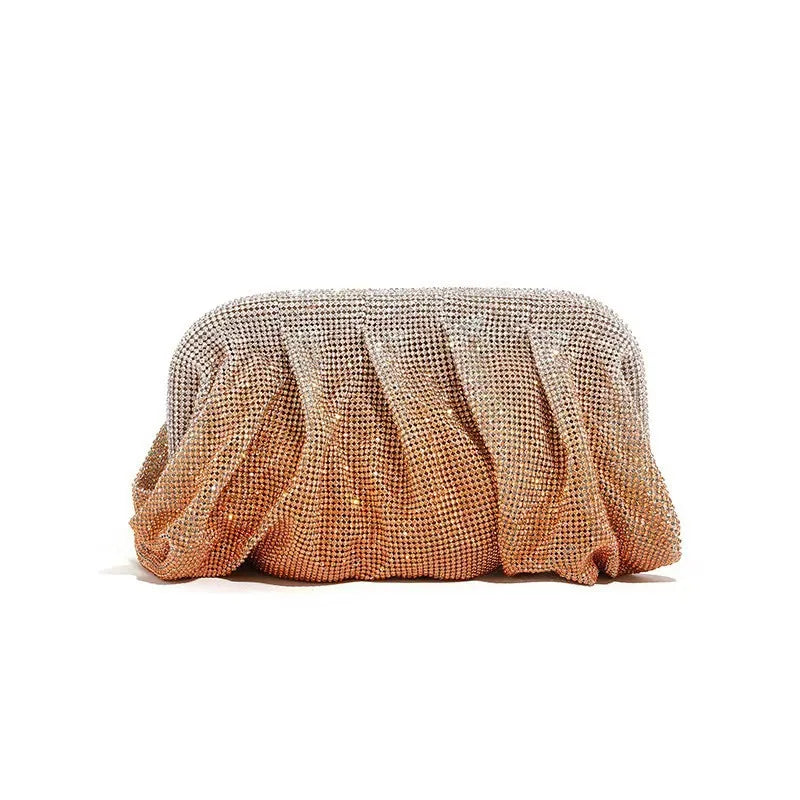 Glamourosa bolsa de noite com pérolas e strass para mulheres | Embreagem elegante para performance em palco | Bolsa brilhante para festa de casamento e baile