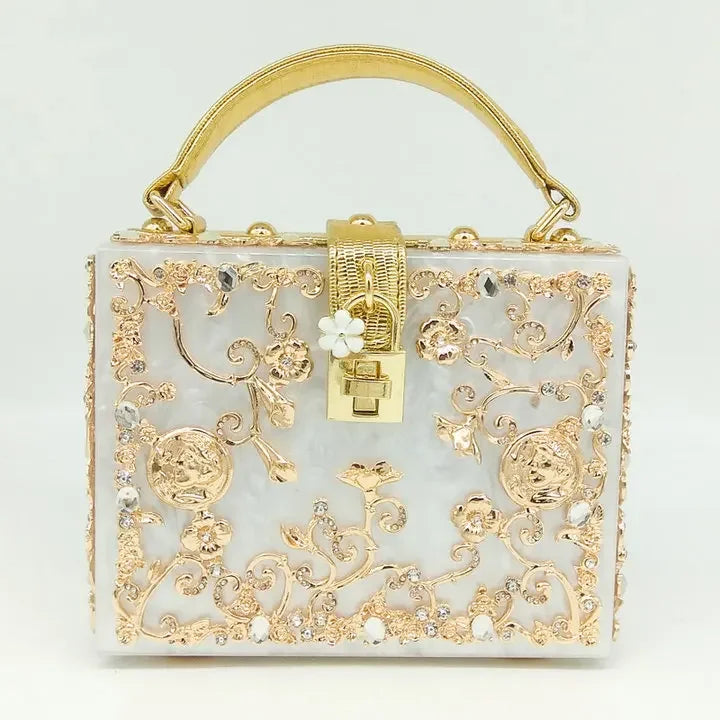 Bolsa de ombro feminina delicada de flor, bolsa de mão luxuosa de acrílico com bolsas transversais da moda, para mulheres