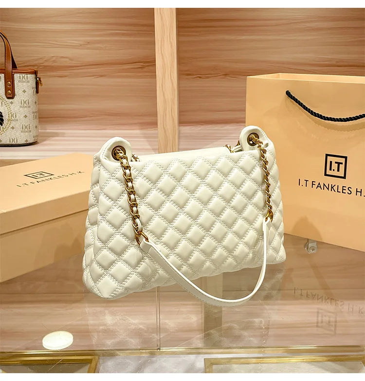 Bolsa de couro genuíno para mulheres, grande capacidade, bolsa de ombro axilas, nova marca de luxo, 2024