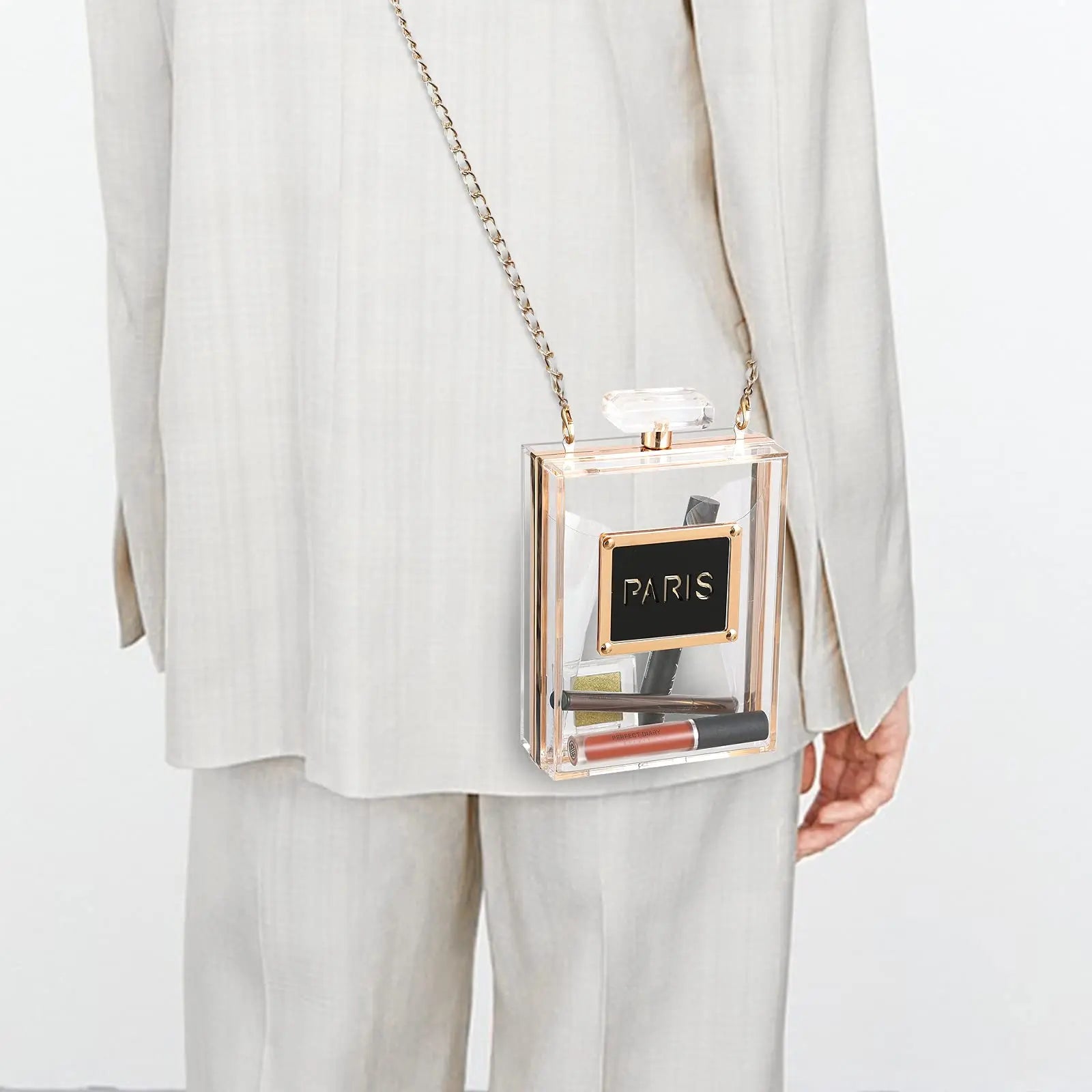 Sacos de noite feminino acrílico paris perfume em forma preto bolsa bolsas embreagem vintage banquete bolsa luxo ombro crossbody sacos