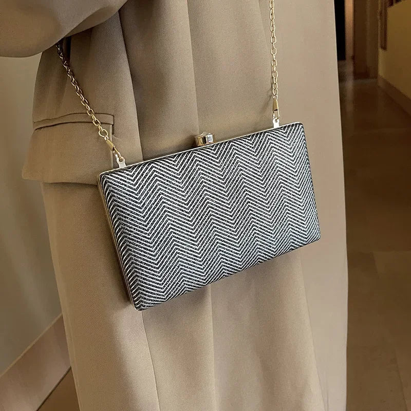 Elegante jantar saco de embreagem bolsa de ombro feminino brilhante grampo de cabelo pequena caixa de maquiagem nova 2025 tendência da moda