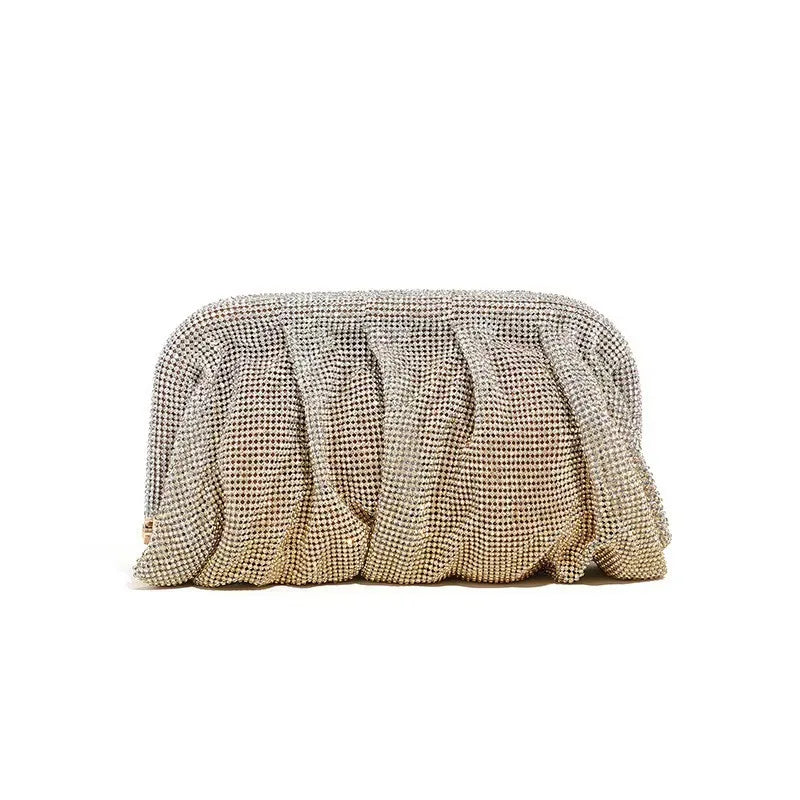 Glamourosa bolsa de noite com pérolas e strass para mulheres | Embreagem elegante para performance em palco | Bolsa brilhante para festa de casamento e baile