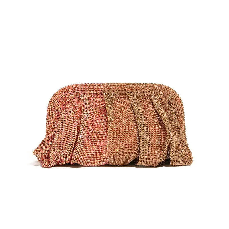 Glamourosa bolsa de noite com pérolas e strass para mulheres | Embreagem elegante para performance em palco | Bolsa brilhante para festa de casamento e baile