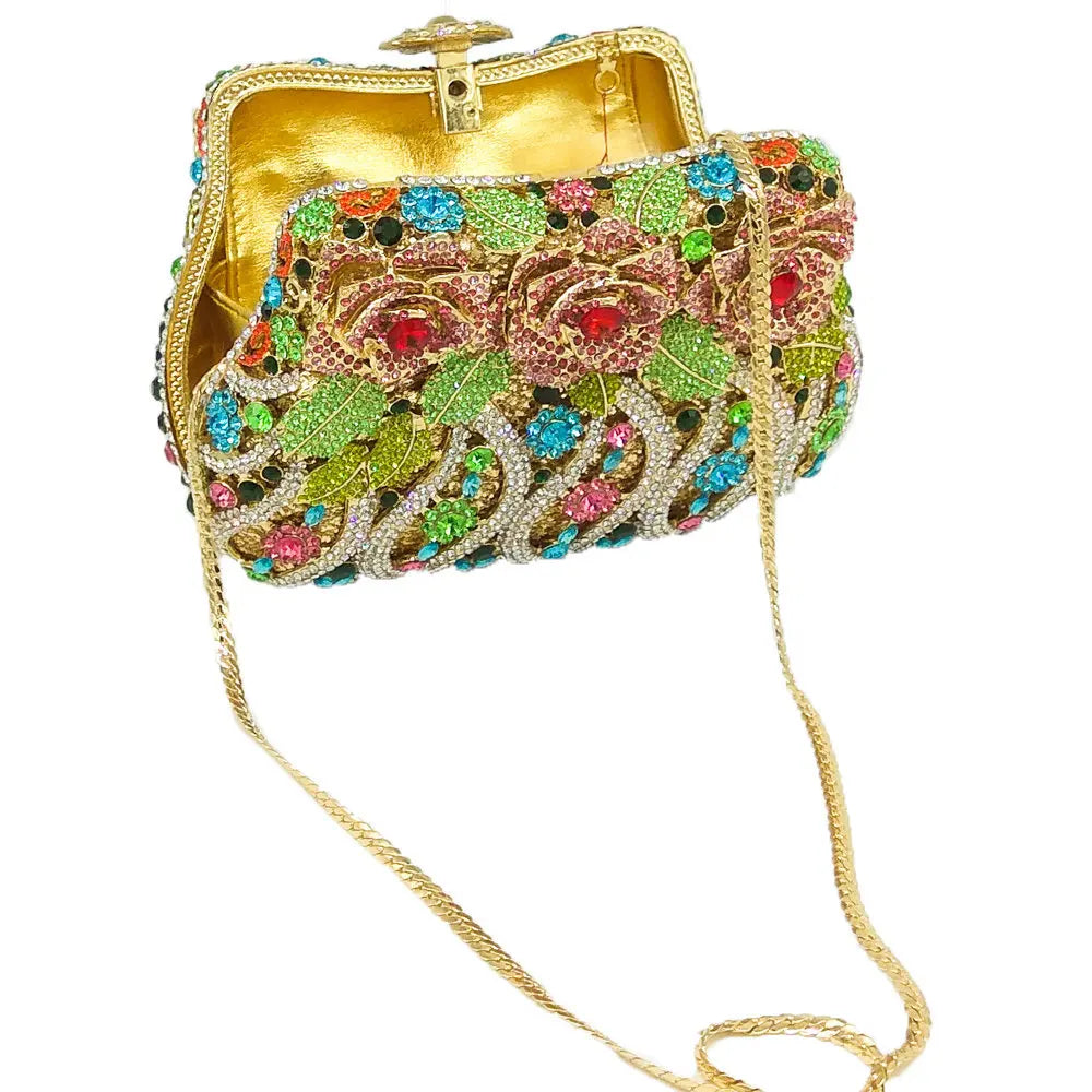 Boutique de fgg elegante feminino flor bolsas de noite cristal bolsa embreagem formal festa casamento nupcial strass bolsa embreagem