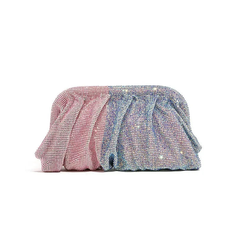 Glamourosa bolsa de noite com pérolas e strass para mulheres | Embreagem elegante para performance em palco | Bolsa brilhante para festa de casamento e baile