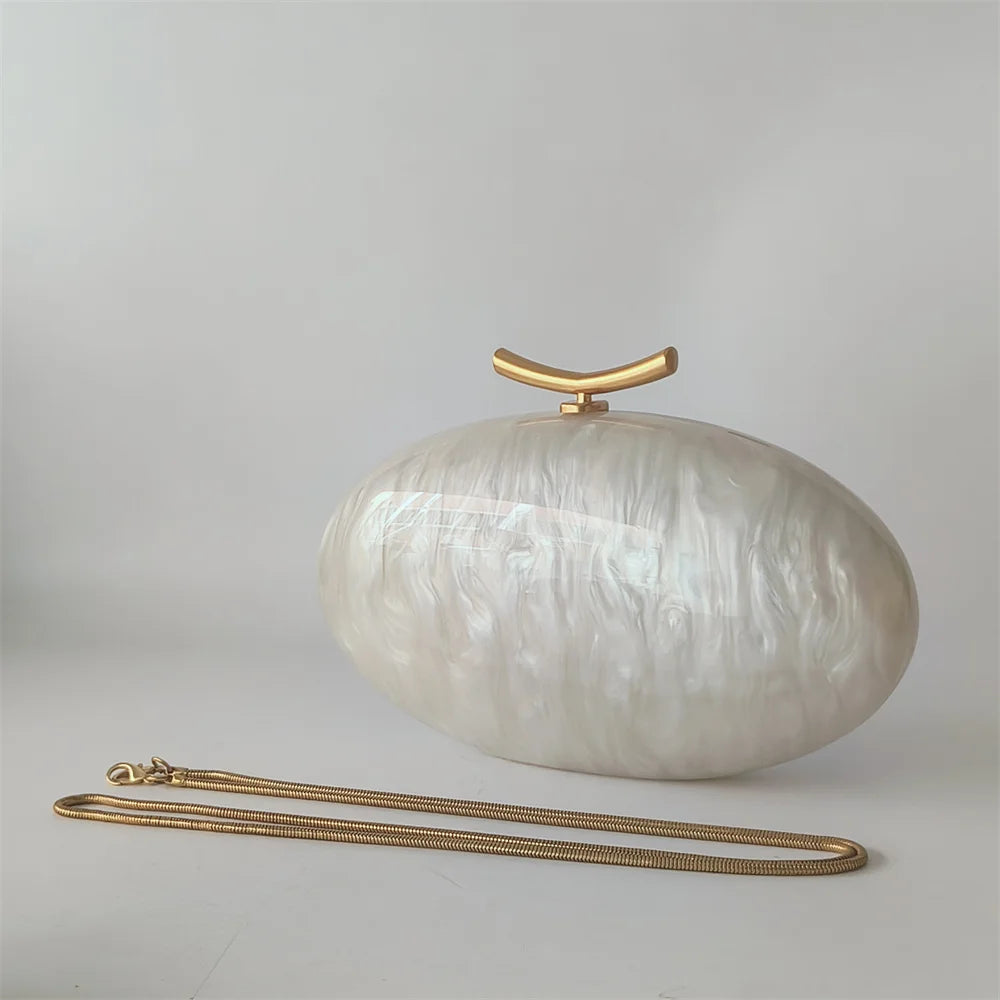 Pérola senhora marcas mulher festa bolsa de casamento acrílico saco crossbody ombro embreagem noite oval feminino concha bolsas femininas