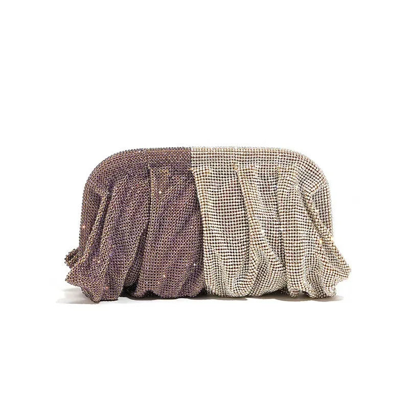 Glamourosa bolsa de noite com pérolas e strass para mulheres | Embreagem elegante para performance em palco | Bolsa brilhante para festa de casamento e baile
