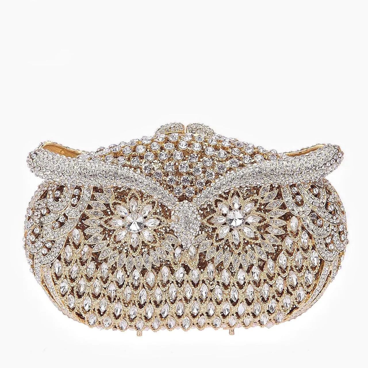 Bolsa de mão de noite em formato de coruja, multicolorida, grande, strass, bolsa de festa feminina, bolsa de baile, mini minaudiere