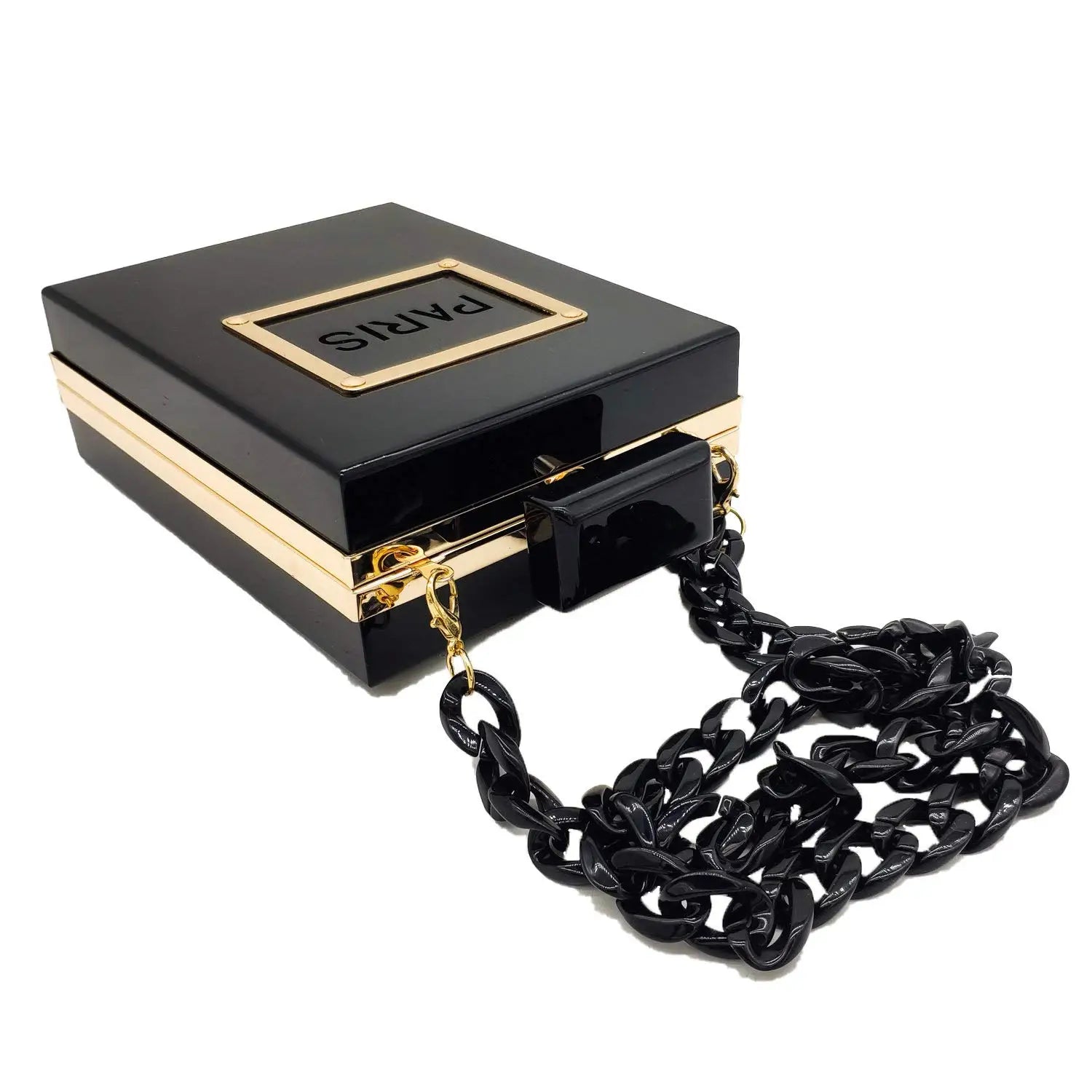 Sacos de noite feminino acrílico paris perfume em forma preto bolsa bolsas embreagem vintage banquete bolsa luxo ombro crossbody sacos