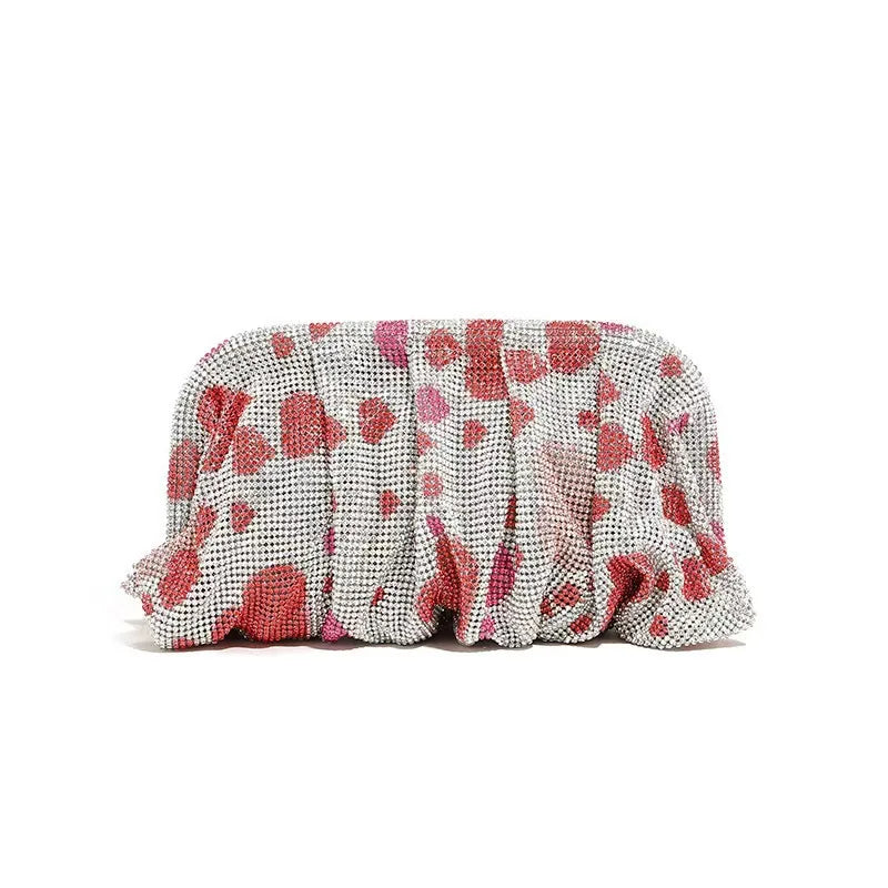Glamourosa bolsa de noite com pérolas e strass para mulheres | Embreagem elegante para performance em palco | Bolsa brilhante para festa de casamento e baile