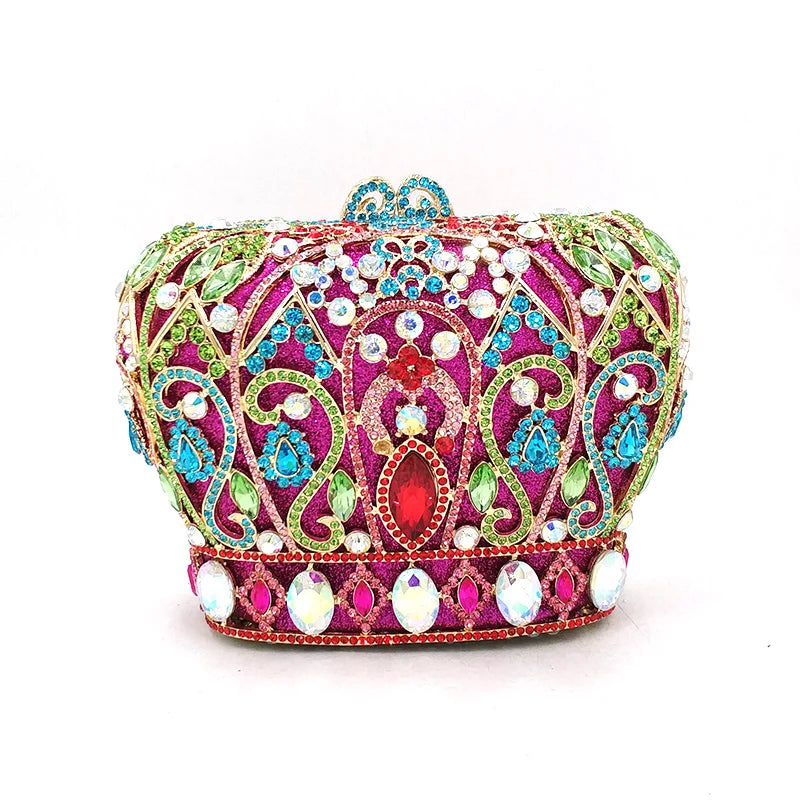 Mulheres festa à noite bolsa diamantes luxo cristal garras elegantes senhoras bolsas festa de casamento nupcial coroa real bolsas saco