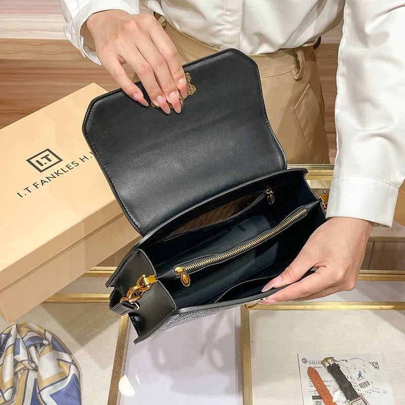 Bolsa tiracolo de cor contrastante feminina, de alta qualidade, marca de luxo, designer de luz, nova, primavera, verão, 2022