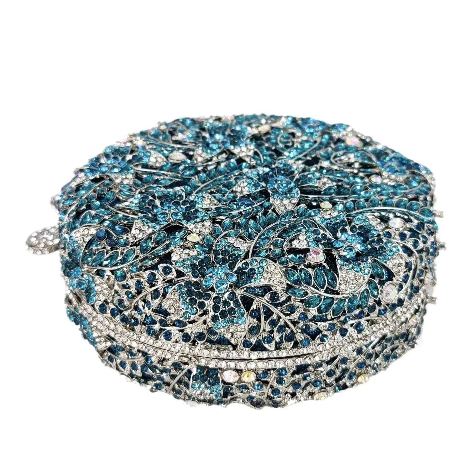 Boutique de fgg luz azul safira flor cristal sacos de noite para festa de casamento feminino strass bolsas nupcial saco de embreagem